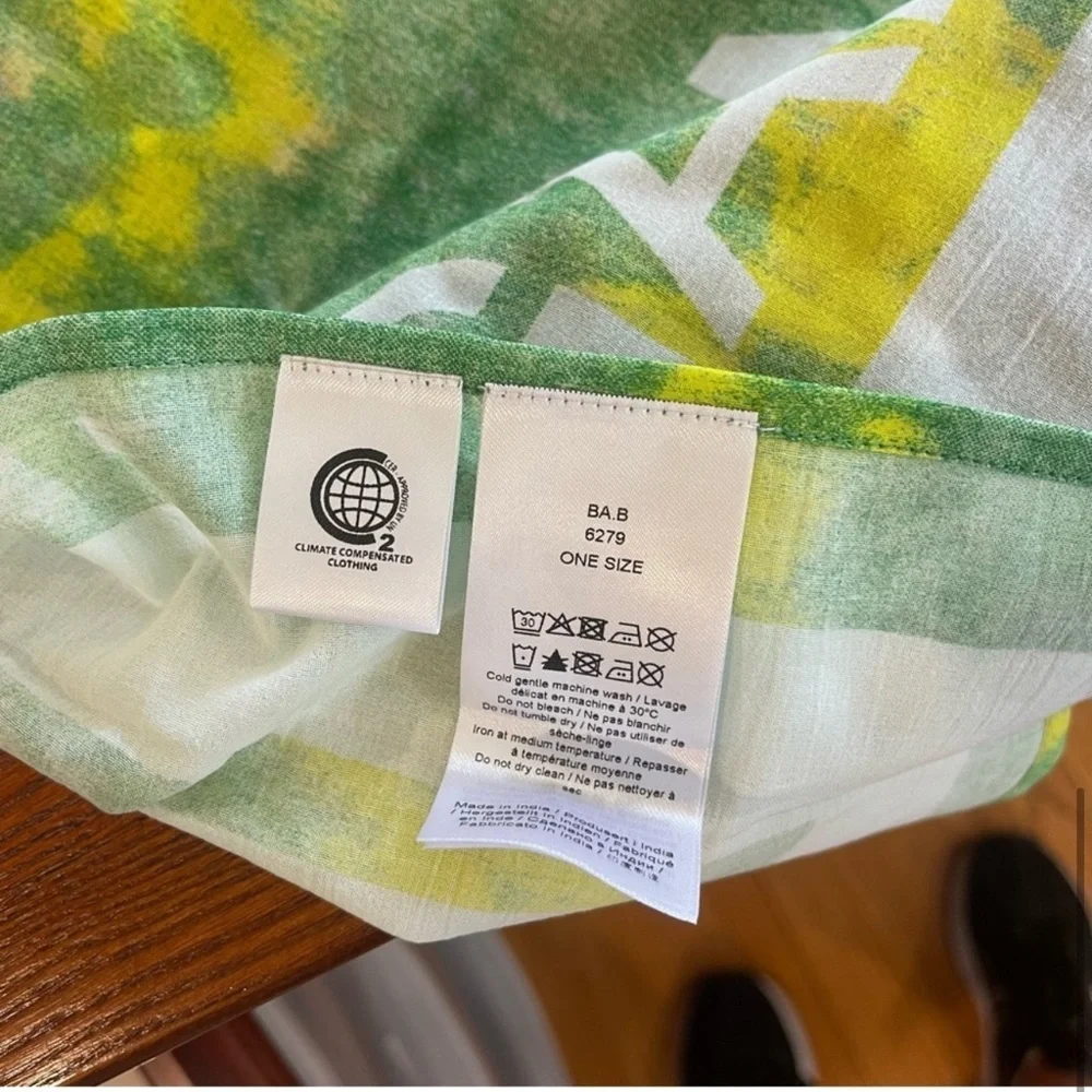 NWT Ganni Tie-dye Voile Scarf organic cotton green and yellow​